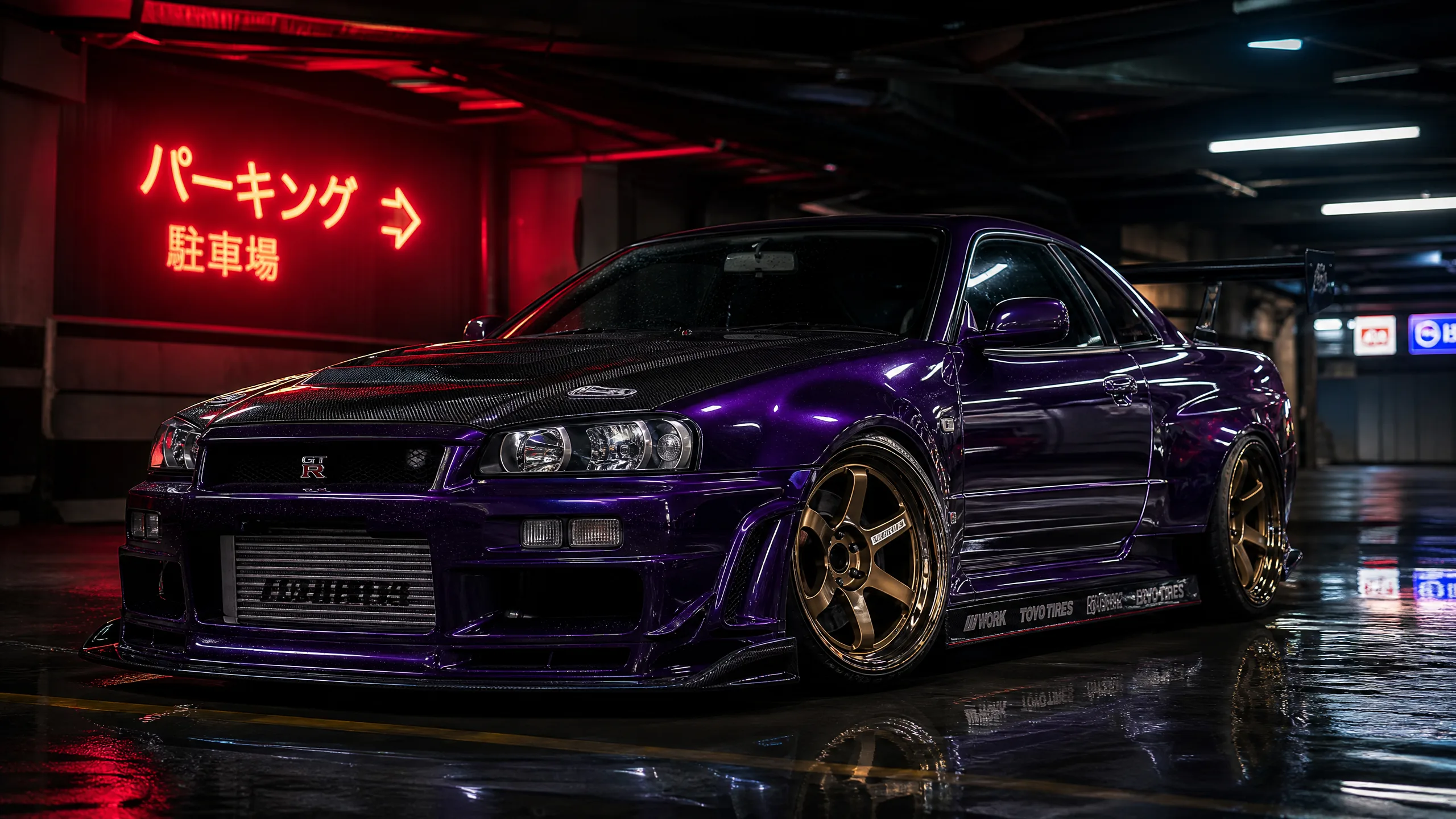 宽‌体改装紫色GTR R34